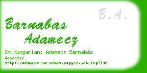 barnabas adamecz business card